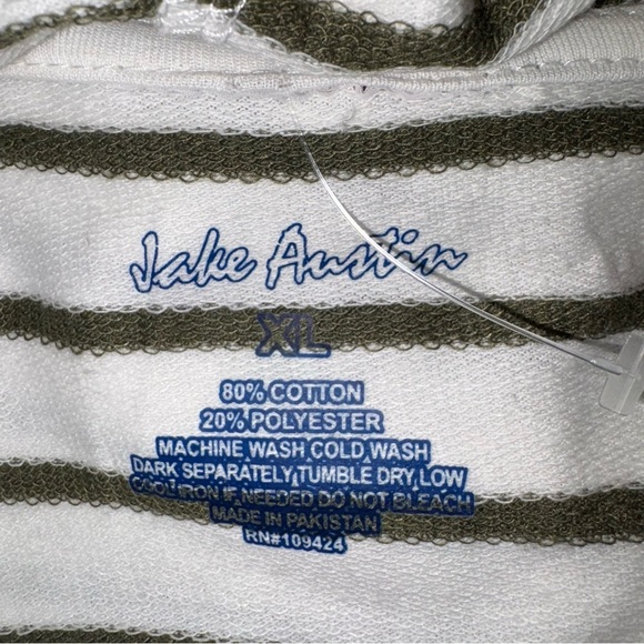 White and Green Striped Sweatshirt with Hood and Pockets, NWT - Picture 3 of 5